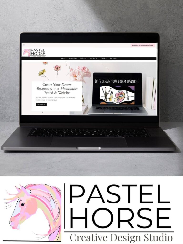 Computer monitor with Pastel Horse website