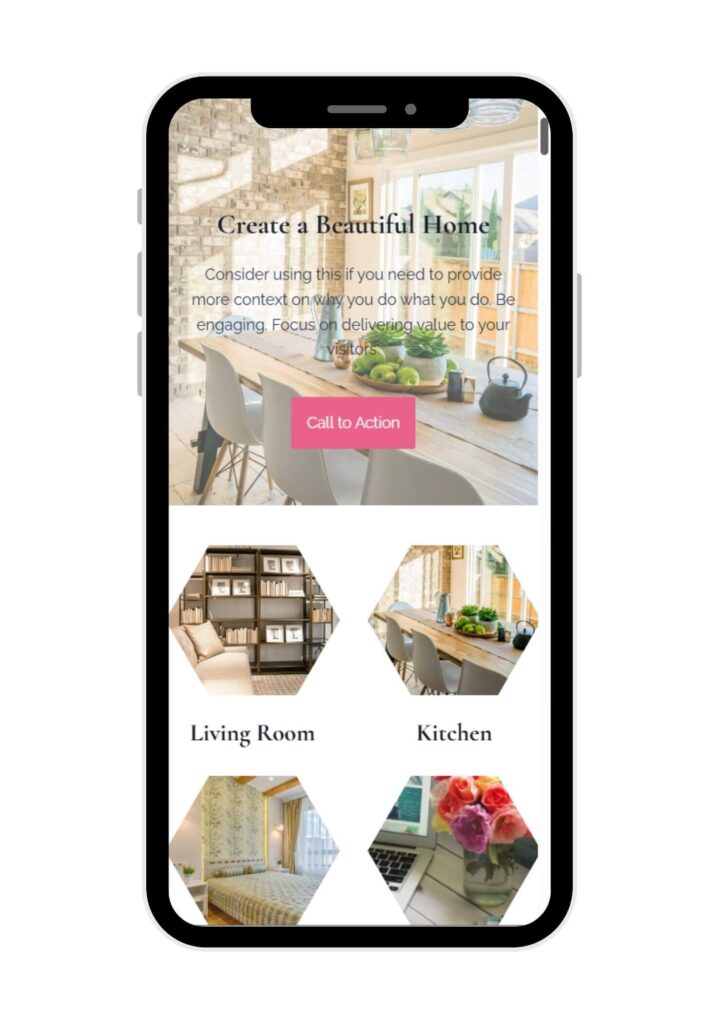Mobile view of website template Sophia designed and created by Pastel Horse