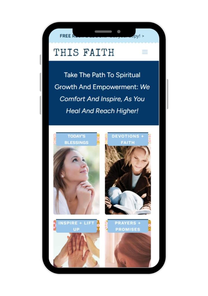 Mobile view of websiteThis Faith for website portfolio.