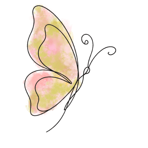 Pastel Horse Butterfly gold and pink watercolors